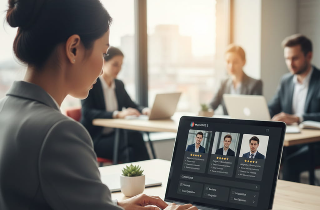 Business owner evaluating Magento 2 expert portfolios and reviews online