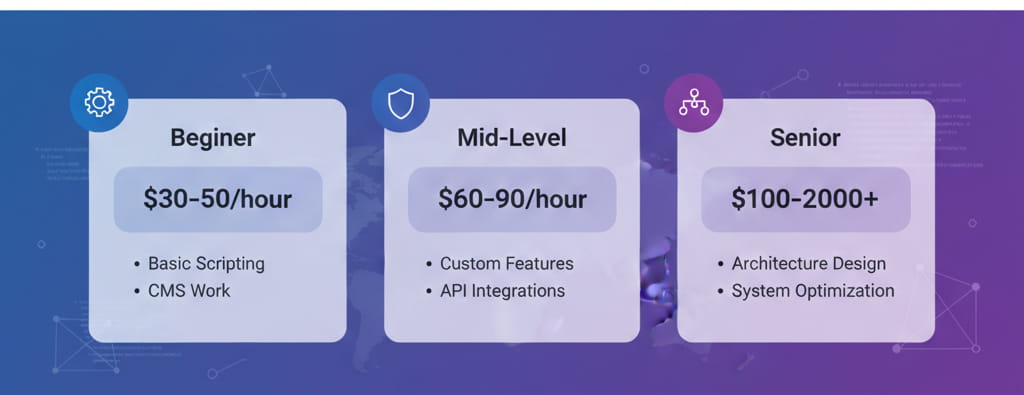 PHP developer pricing comparison by experience level