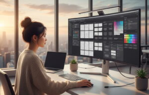 Web designer working on modern website layout and user experience design
