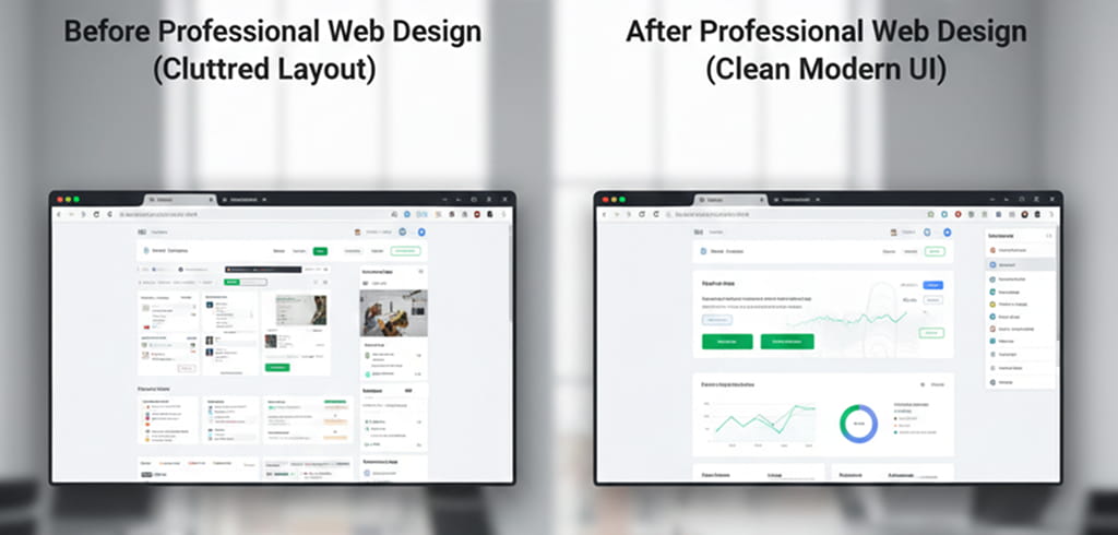 Website transformation through professional web designer improvements