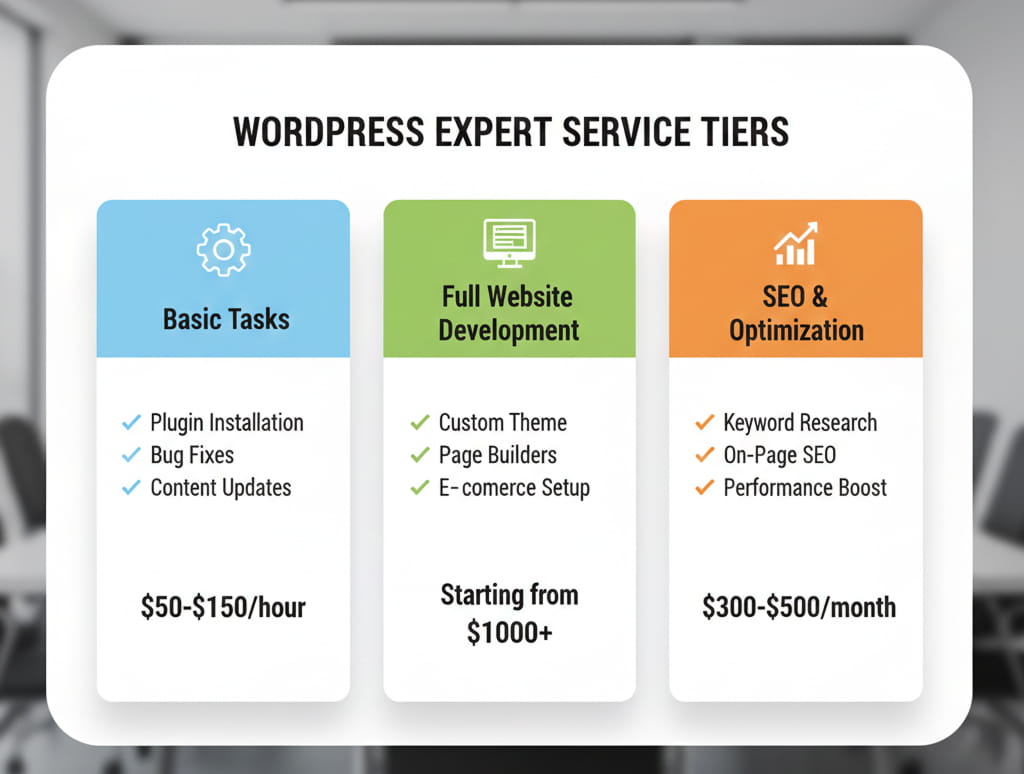 wordpress expert pricing comparison chart