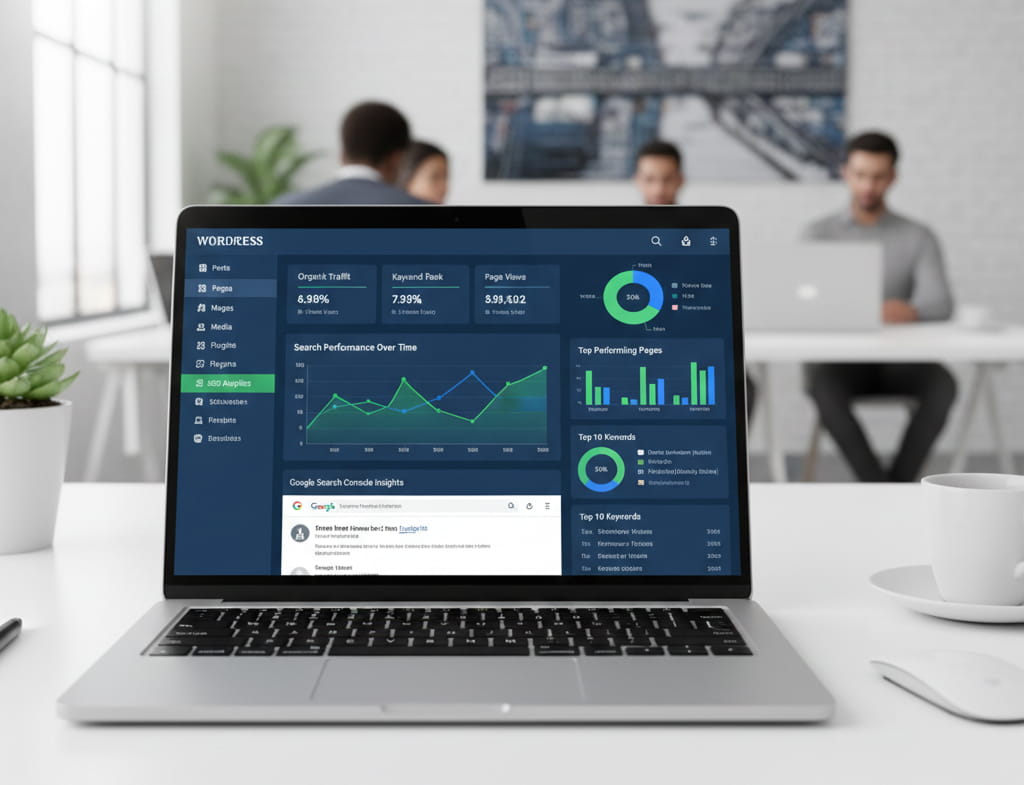 WordPress SEO expert analyzing website performance metrics